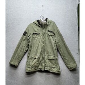Metal Mulisha Men Jacket XL Green Y2K Skull Patch Utility Military Gorpcore